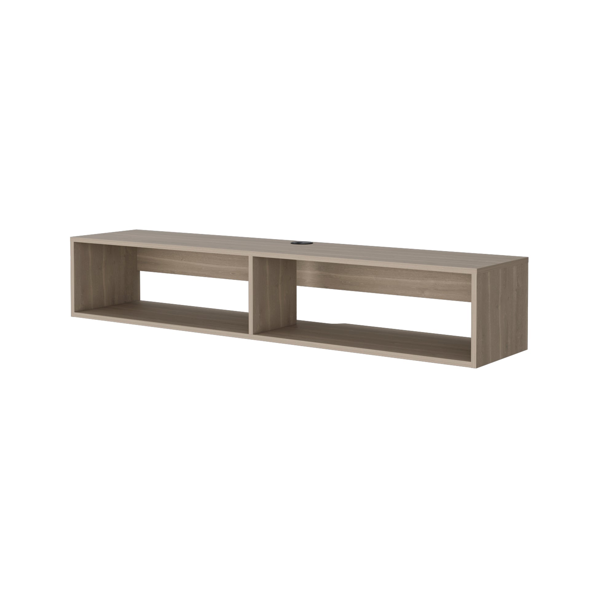 Central Floating Media Rack In Melamine With Two Shelves,White Oak White Oak Primary Living Space 40 49 Inches 40 49 Inches Contemporary,Modern 50 Inches Particle Board Melamine