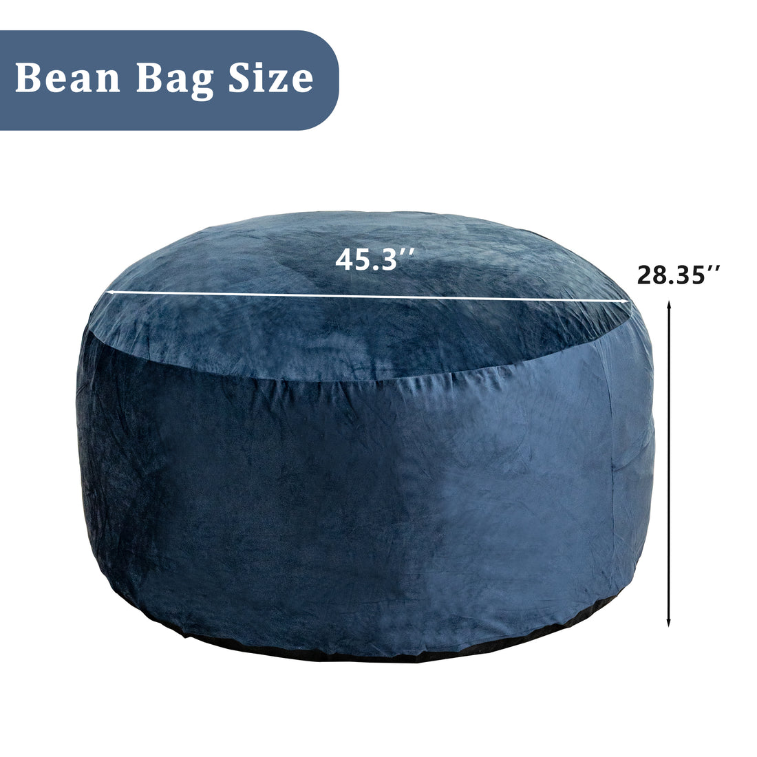 Bean Bag Chair 4Foot Luxurious Velvet Ultra Soft Fur With High Rebound Memory Foam For Adults Plush Lazy Sofa With Fluffy Removable Sponge Dark Blue Primary Living Space Soft Casual,Classic,Modern