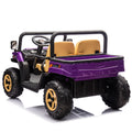 24V Xxxl Kids Ride On Utv W Parents Remote Control,Two Seater,Automatic Tipping Bucket,Rear Wheel Suspension,Slow Start,Portable Handle,Safety Belt,Led Light,Usb,Mp3,Bluetooth,Horn For Kids Aged 3 8. Purple 50 99 Lbs Polypropylene