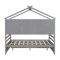 Full House Bed With Roof Frame, Bedside Shelves, Under Bed Storage Unit,Grey Full Grey American Design Pine