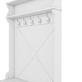 Hall Tree With Top Shelf And Storage Bench, Hallway Shoe Cabinet With Sliding Doors, Coat Rack With 5 Hanging Hooks For Entryways Hallways,White Off White Particle Board Mdf