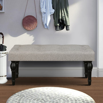 Ottoman Bench 4 Thickened Roman Column Feet French Upholstered Bedside Bench For Bedroom Living Room Entryway Gray Brown Linen Wood Bedroom Medium Soft Wood Rectangle Mdf