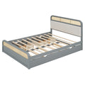 Queen Size Wooden Platform Bed With Trundle And 2 Drawers,Gray Queen Gray Solid Wood Mdf