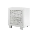 Skye Marble White Nightstand White Solid Wood Mdf