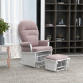 Homcom Nursery Glider Rocking Chair With Ottoman, Thick Padded Cushion Seating And Wood Base, Pink Pink Polyester