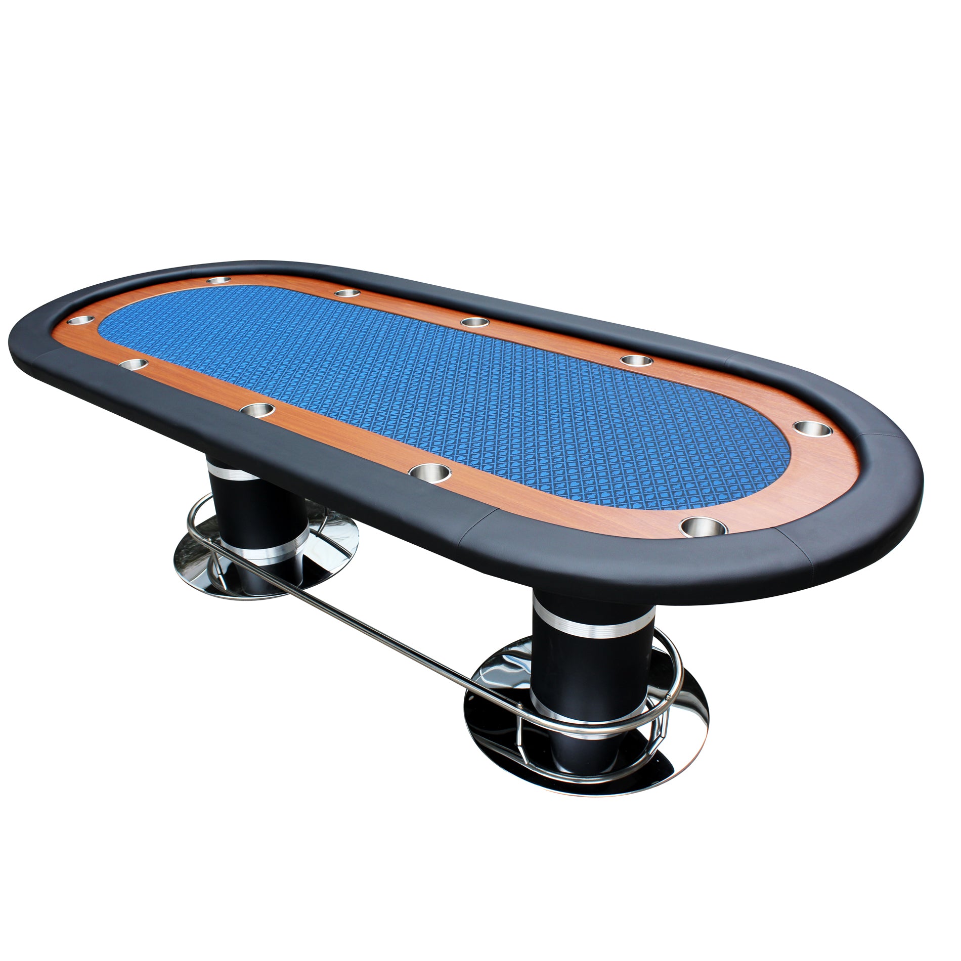 96" 10 Poker Table For 10 Players Casino Games With Speed Cloth Felt Pedestal Base Cup Holders Blue Blue Primary Living Space Modern Wood Stainless Steel