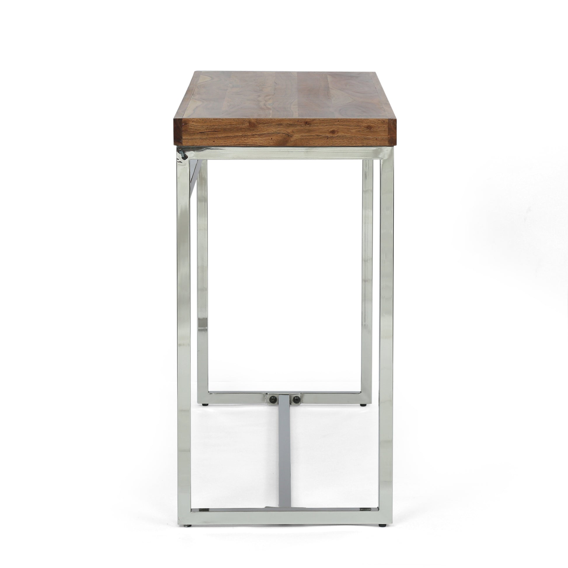 Console Table Natural Wood Stainless Steel