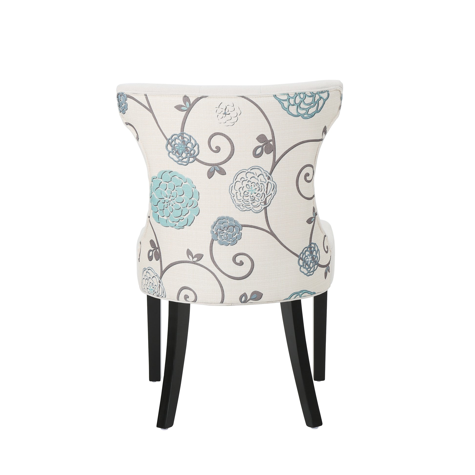 Dining Chair White Blue Fabric