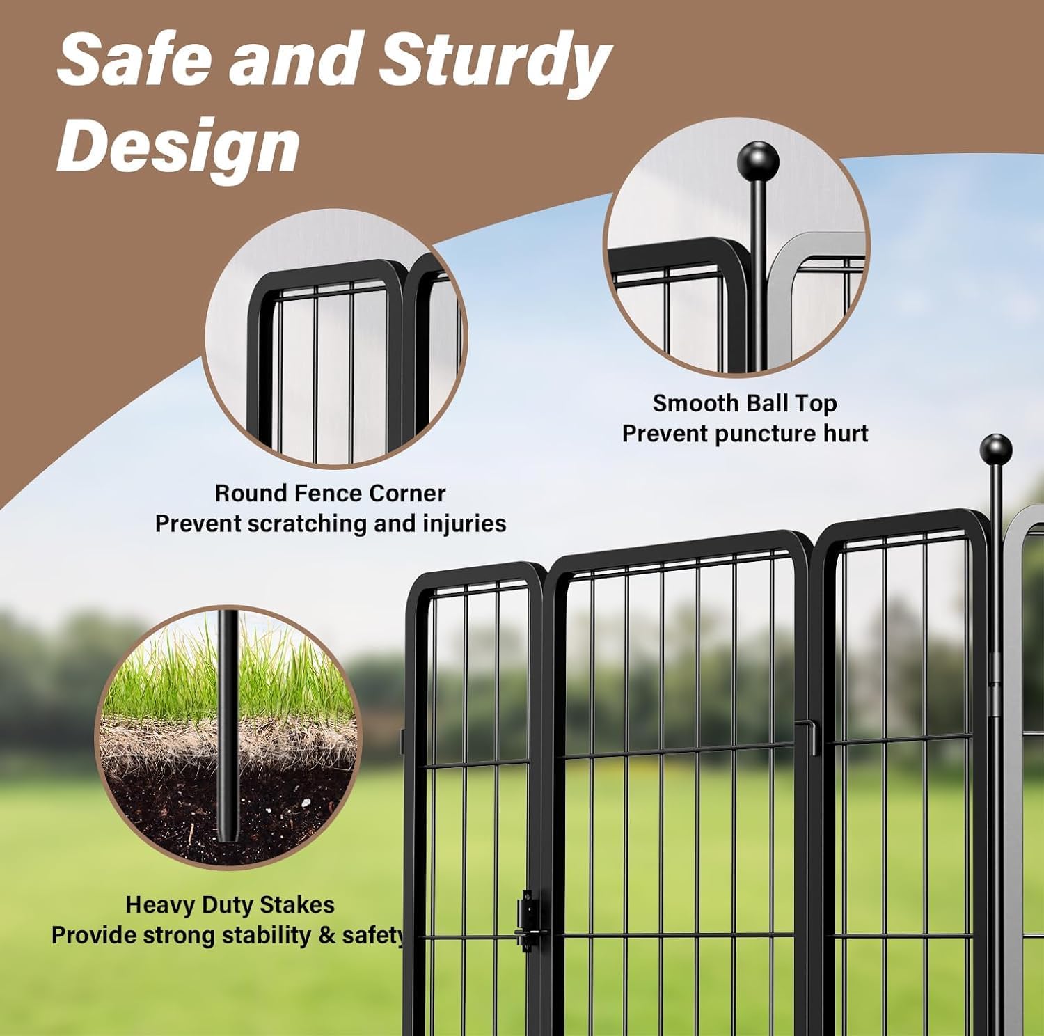 Dog Playpen Indoor Outdoor, 24" Height 16 Panels Fence With Anti Rust Coating, Metal Heavy Portable Foldable Dog Pen For Small Medium Dogs Rv Camping, Black Black Metal