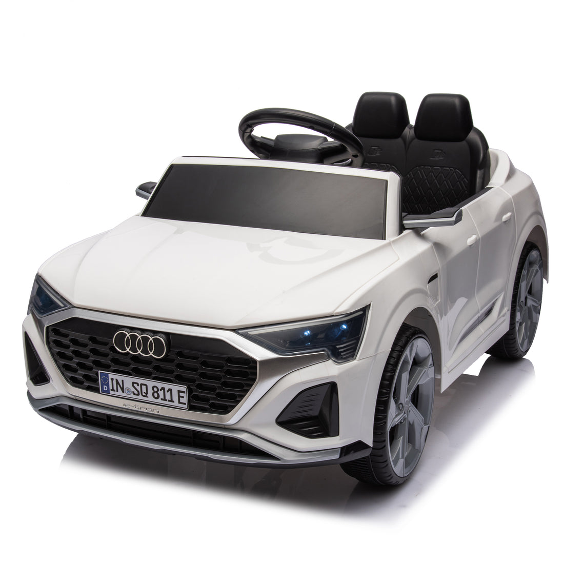 12V Kids Ride On Electric Car W Parents Remote Control,Licensed Audi Sq8 For Kids,Dual Drive,Suspension,Hanging Start,Three Speed Adjustable Music,Volume Control,Led Lights For Kids Aged 3 6. White 50 99 Lbs Polypropylene