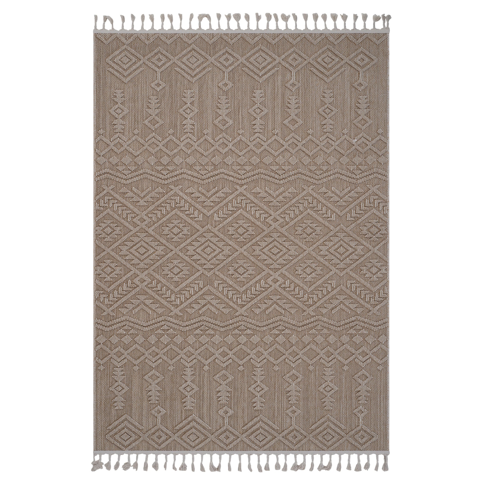 6X9 Natural Traditional Indoor Outdoor Area Rug Natural Polypropylene