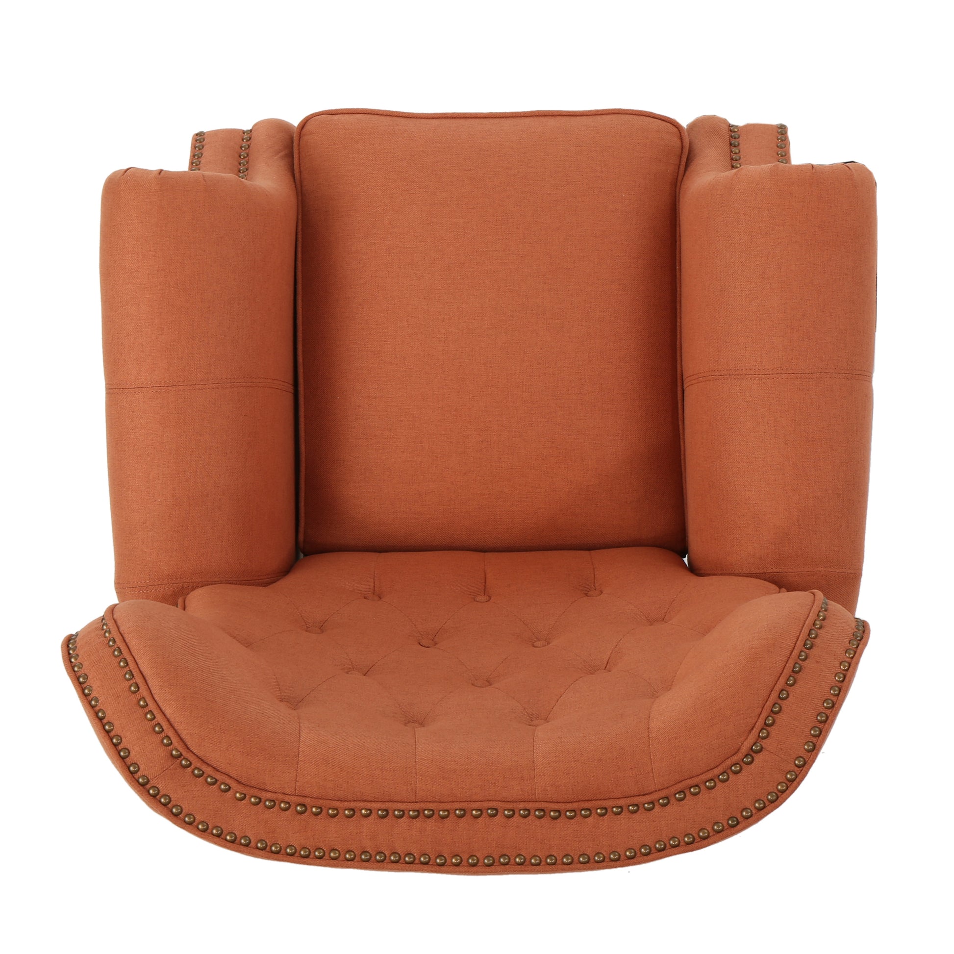 Push Rack Recliner Orange Fabric