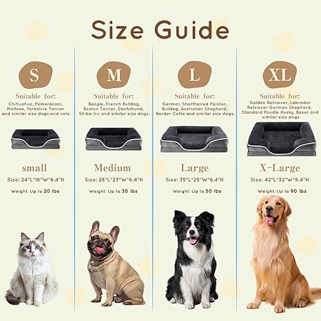 24'' Orthopedic Dog Bed For Small Dog, Memory Foam Dog Bed, Egg Crate Foam Dog Couch Bed With Washable Removable Cover, Grey Grey Faux Fur