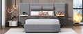 Full Size Upholstered Platform Bed With Two Outlets And Usb Charging Ports On Both Sides, Two Bedside Pillows, Storage Shelf, Velvet,Gray Full Gray Mdf Lvl