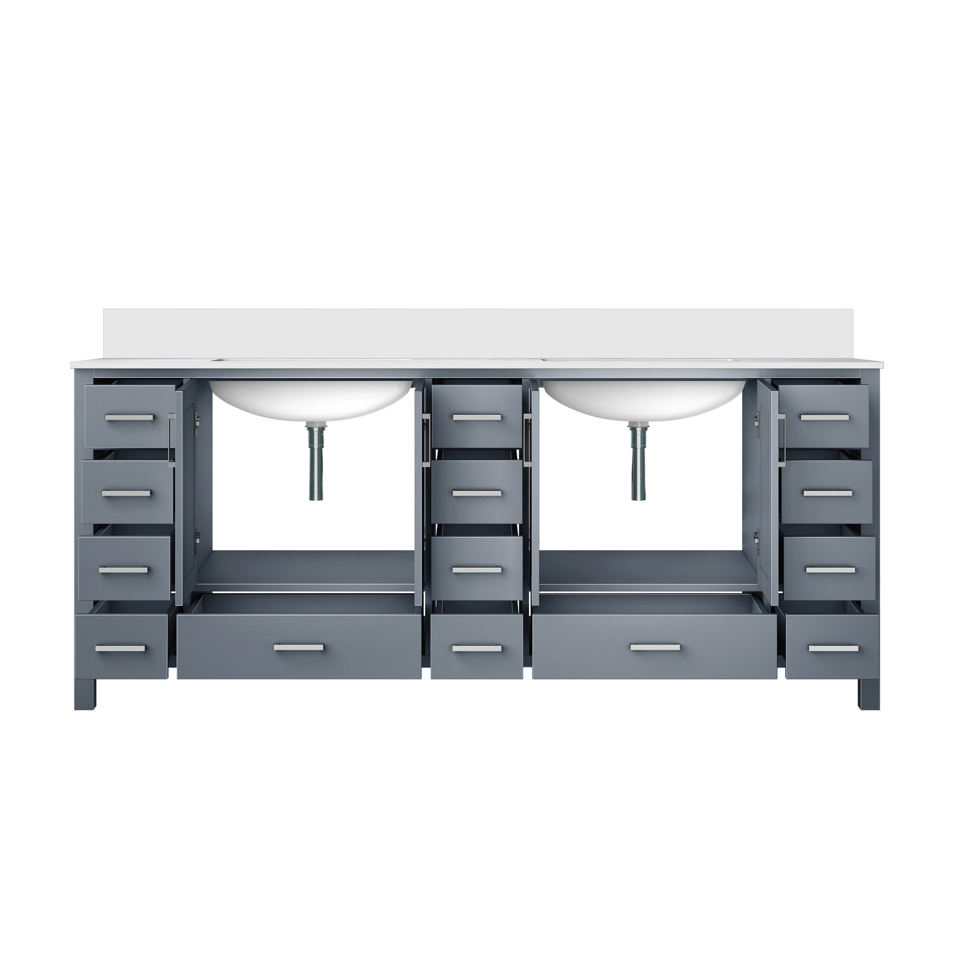 Dark Grey Double Bath Vanity 84 In. W X 22 In. D, With Cultured Marble Top Dark Grey Plywood Wood