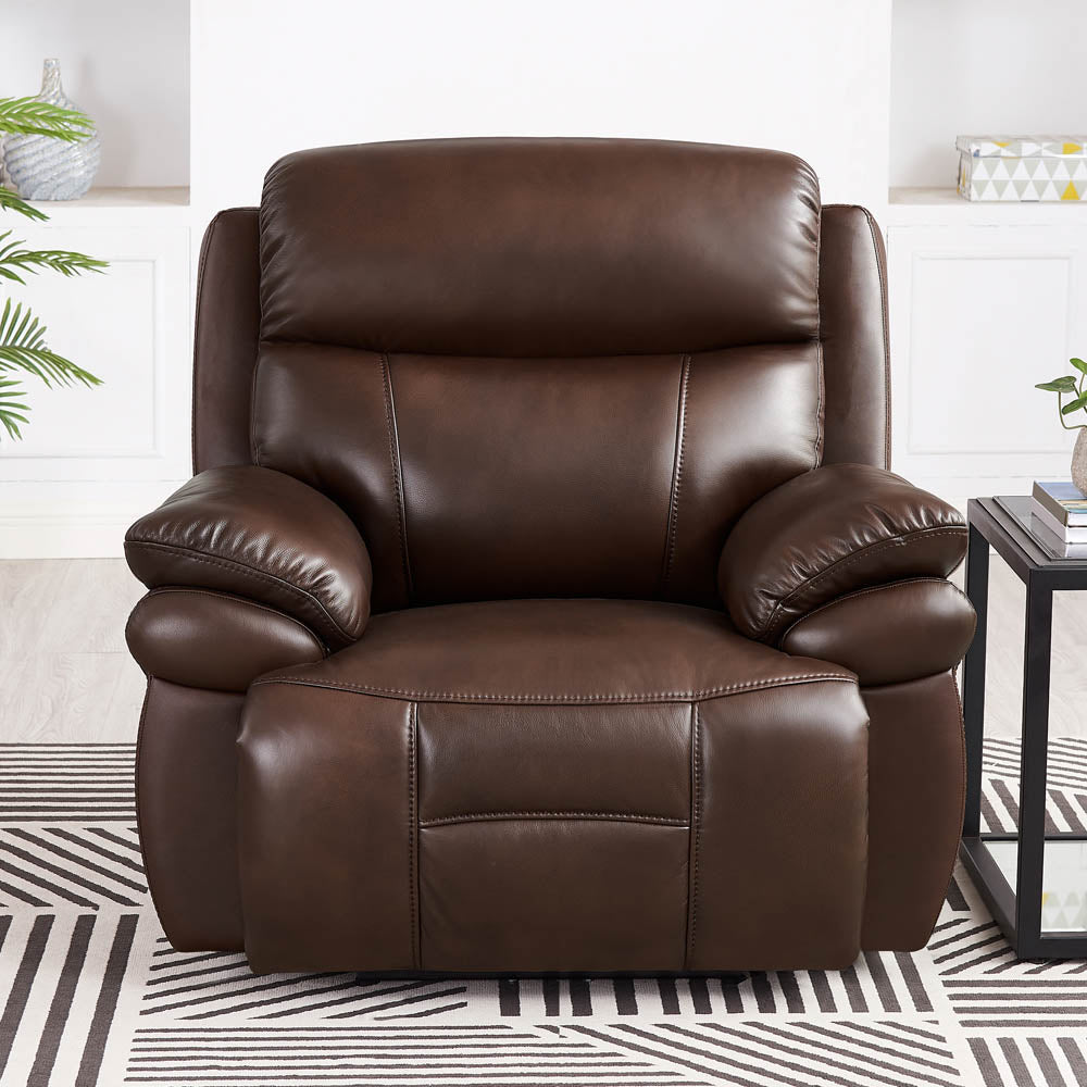 Springdale Power Headrest Zero Gravity Recliner Brown Memory Foam Genuine Leather