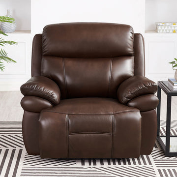 Springdale Power Headrest Zero Gravity Recliner Brown Memory Foam Genuine Leather