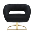 Coolmore Upholstered Tufted Living Room Chair Textured Linen Fabric Accent Chair With Metal Stand Black Velvet