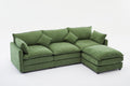 Modular Sectional Sofa, 3 Seater Sofa With Ottoman, Modern L Shaped Sofa For Living Room Bedroom Apartment Green Wood Fabric 4 Seat