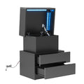 Led Nightstand Modern Black Nightstand With Led Lights Wood Led Bedside Table Nightstand With 2 High Gloss Drawers For Bedroom Standard 1 2 Drawers Black Bedroom Drawers Included American