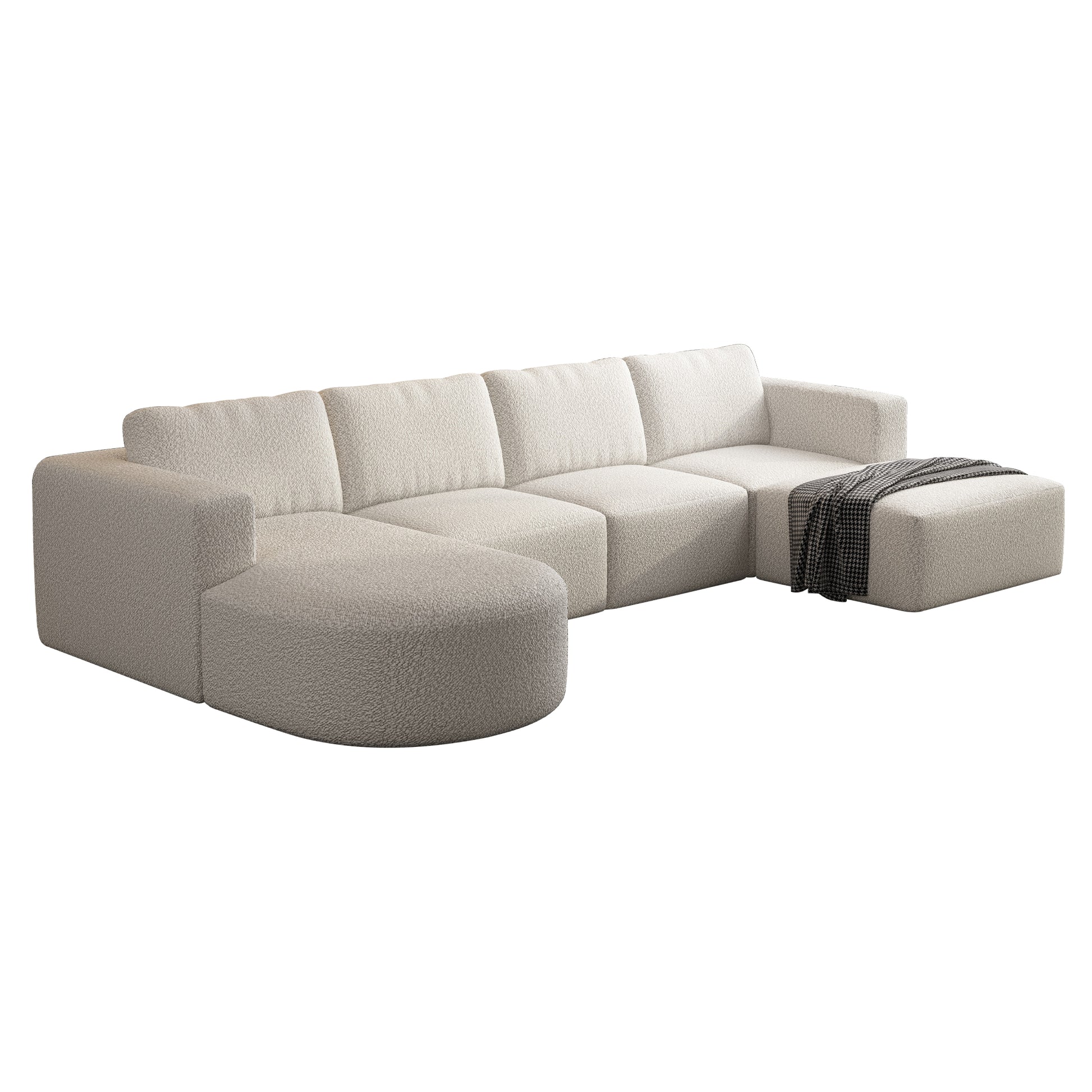 104.32*70.86 Modular Sectional Sofa Sleeper Couch, Sectional Sofa With Chaise And Ottoman, Convertible U Shaped Modular Sofa Set For Living Room, Bedroom. Memory Foam, White. Combo A B C D White Primary Living Space Soft Minimalist,Modern Memory Foam
