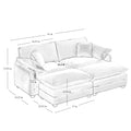 Two Seater Theater Sofa With 2 Footrest, 2 Seater Sofa With Ottoman For Small Living Spaces,Grey Corduroy Grey Corduroy 2 Seat