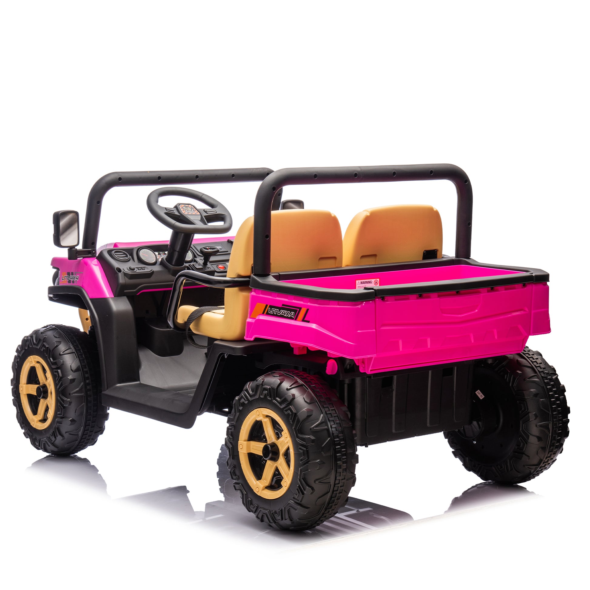 24V Xxxl Kids Ride On Utv W Parents Remote Control,Two Seater,Automatic Tipping Bucket,Rear Wheel Suspension,Slow Start,Portable Handle,Safety Belt,Led Light,Usb,Mp3,Bluetooth,Horn For Kids Aged 3 8. Pink 50 99 Lbs Polypropylene