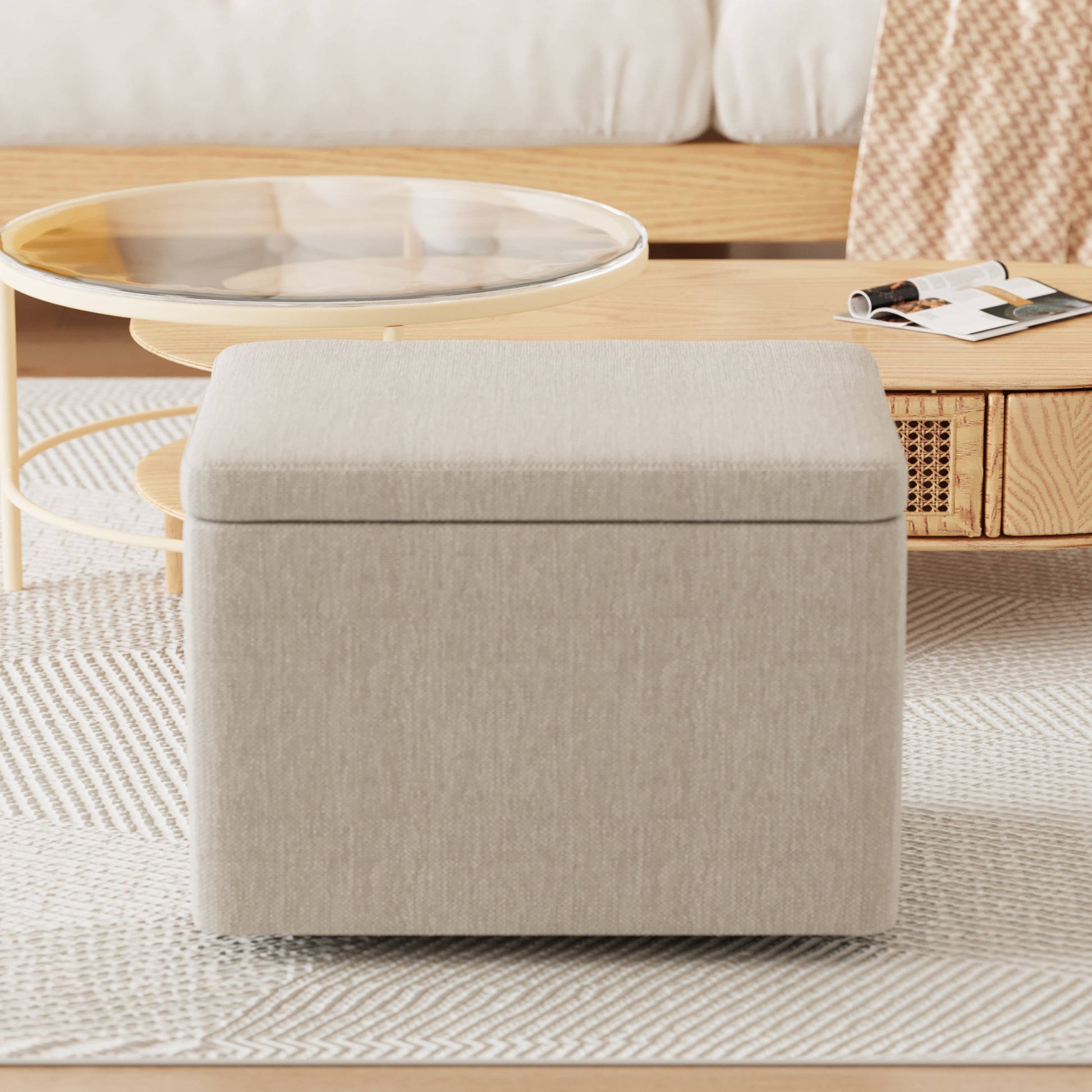 Two Piece Set Of Wheeled Dining Chairs, Modern Rolling Dining Chairs, Footstools With Wheels, Suitable For Bedrooms, Reading Rooms, Living Rooms, Beige Linen Chairs Beige Foam Linen