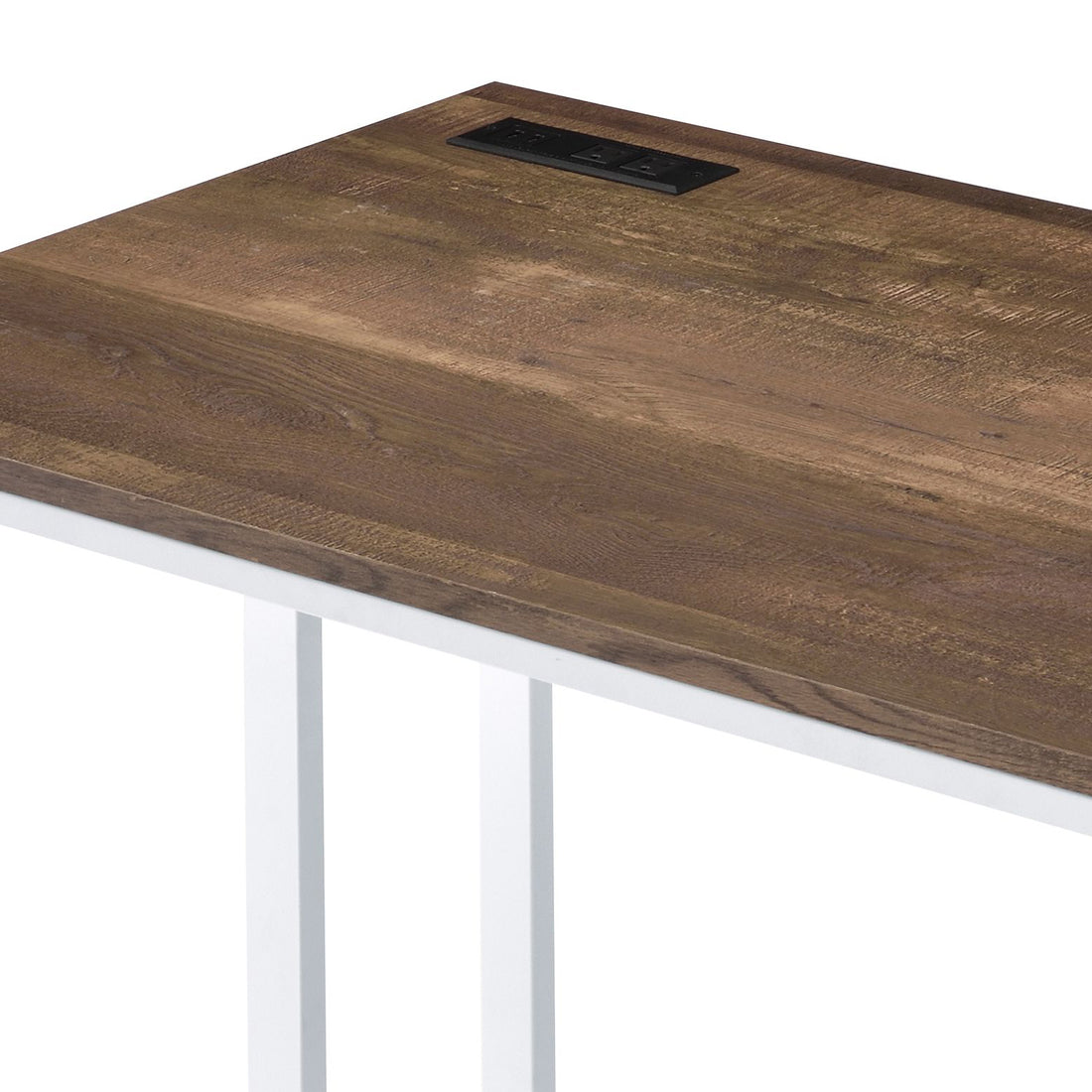 Tyrese Walnut & White Finish Writing Desk W Usb Walnut,White Metal,Synthetic Wood