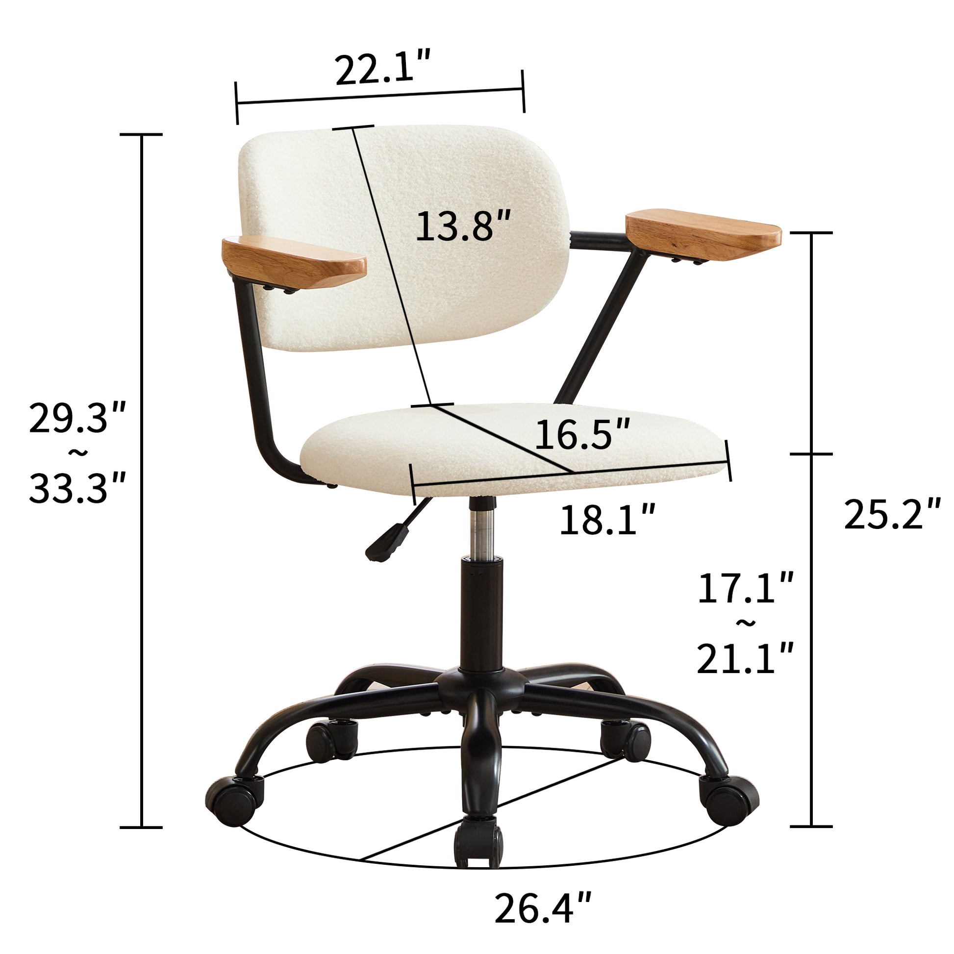 Sty 360 Rotating Wheel Height Adjustable Computer Chair, Simple Leisure Chair With Backrest Support Armrests For Home Office Desks And Chairs, Suitable For Dressing Rooms, Offices, And Living Rooms