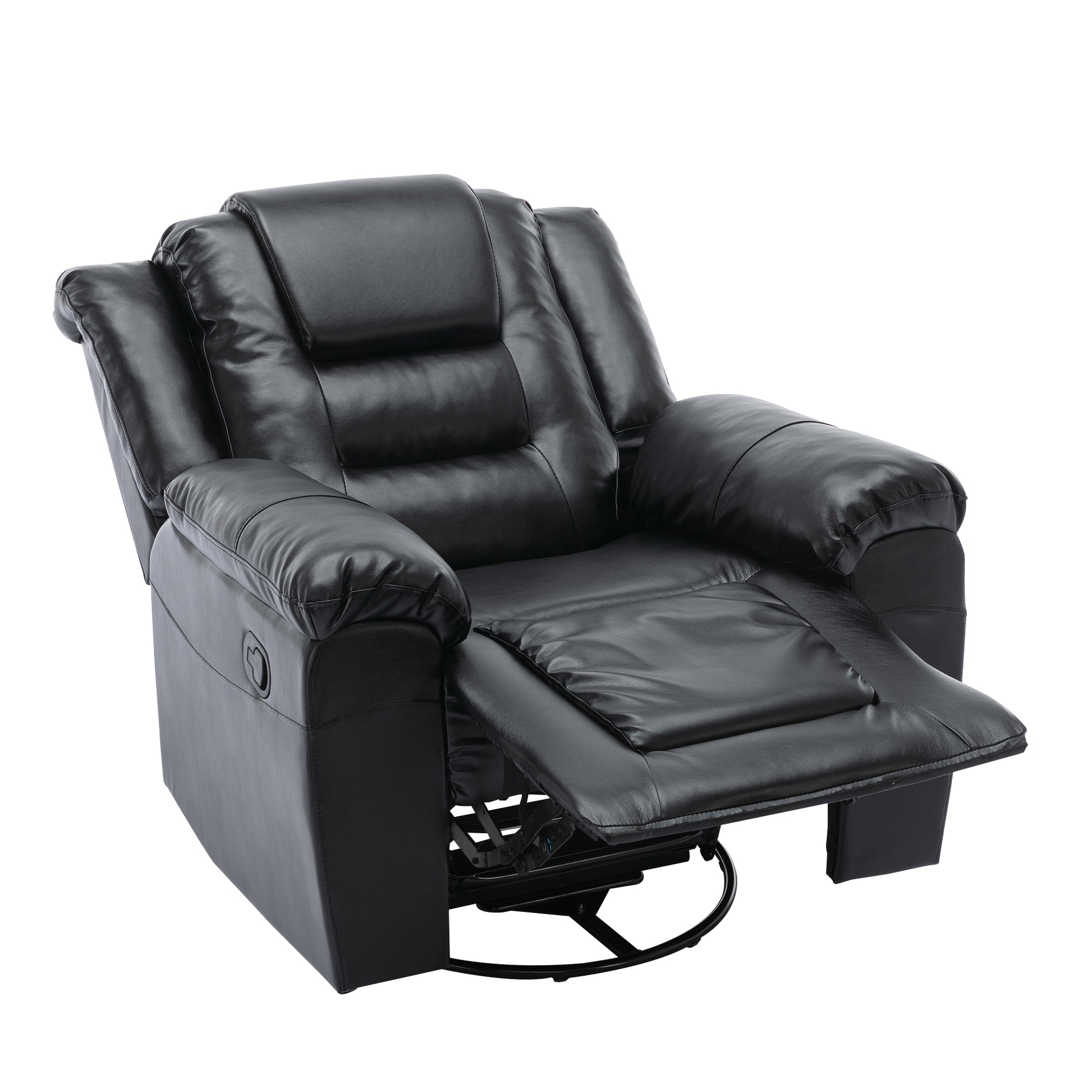 Home Theater Recliner Set Manual Recliner Chair With Wide Armrest, Two Built In Cup Holders For Living Room,Bedroom, Black Old Sku:Sg000760Aab Black Foam Pu Leather