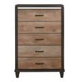 Modern Rustic Style 1Pc Chest Of 5X Drawers 2 Tone Finish Wooden Bedroom Furniture Brown Bedroom Wood