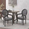 Wood And Cane Upholstered Dining Chair Set Of 2 Grey Rattan