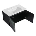 30'' Floating Wall Mounted Bathroom Vanity With Ceramics Sink & Soft Close Cabinet Door, Kd Package Black 2 Soft Close Doors Bathroom Wall Mounted Modern Plywood