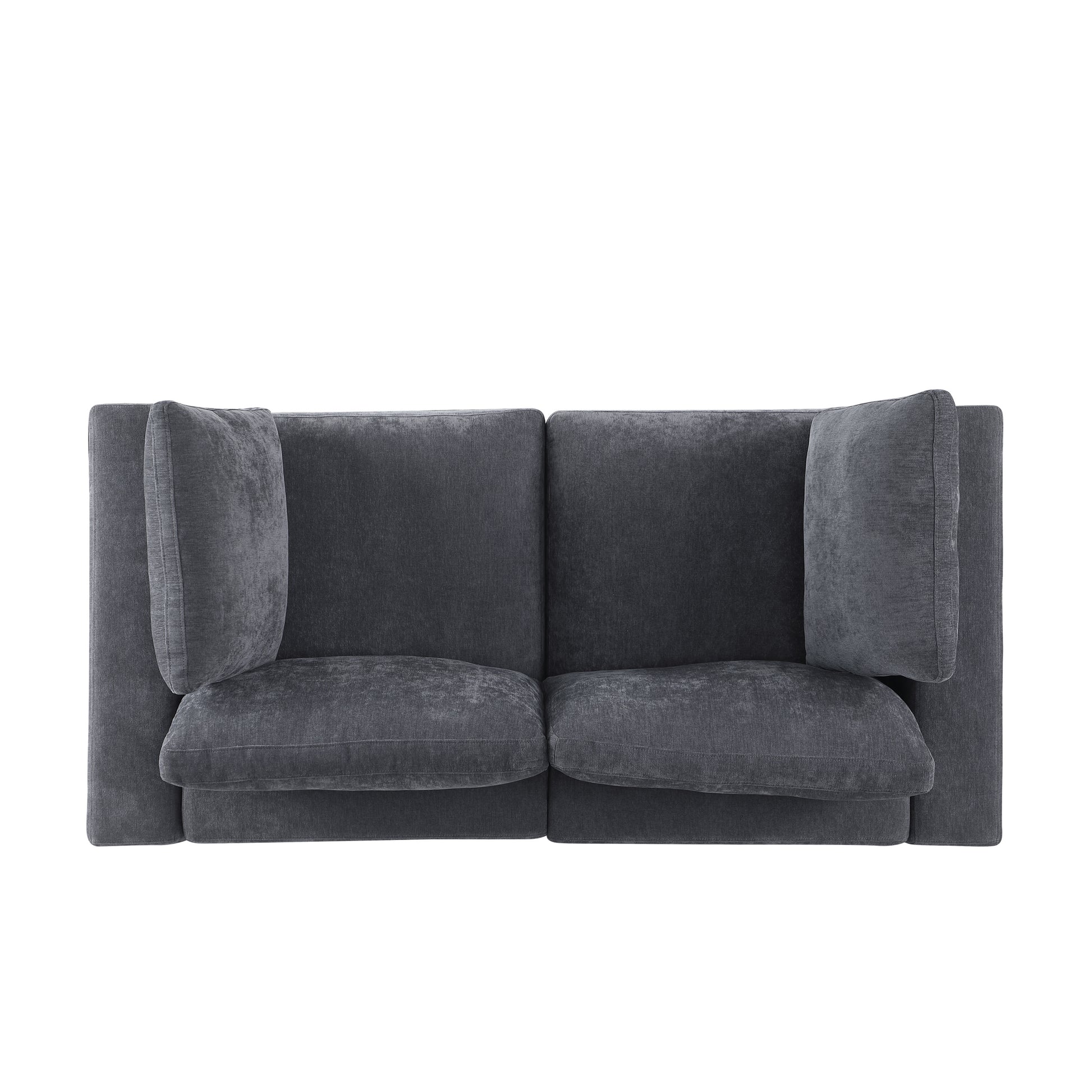 Modular Sectional Sofa, 2 Piece Sectional Sofa Set, Two Corner Chairs, Chenille Grey Grey Fabric 2 Seat