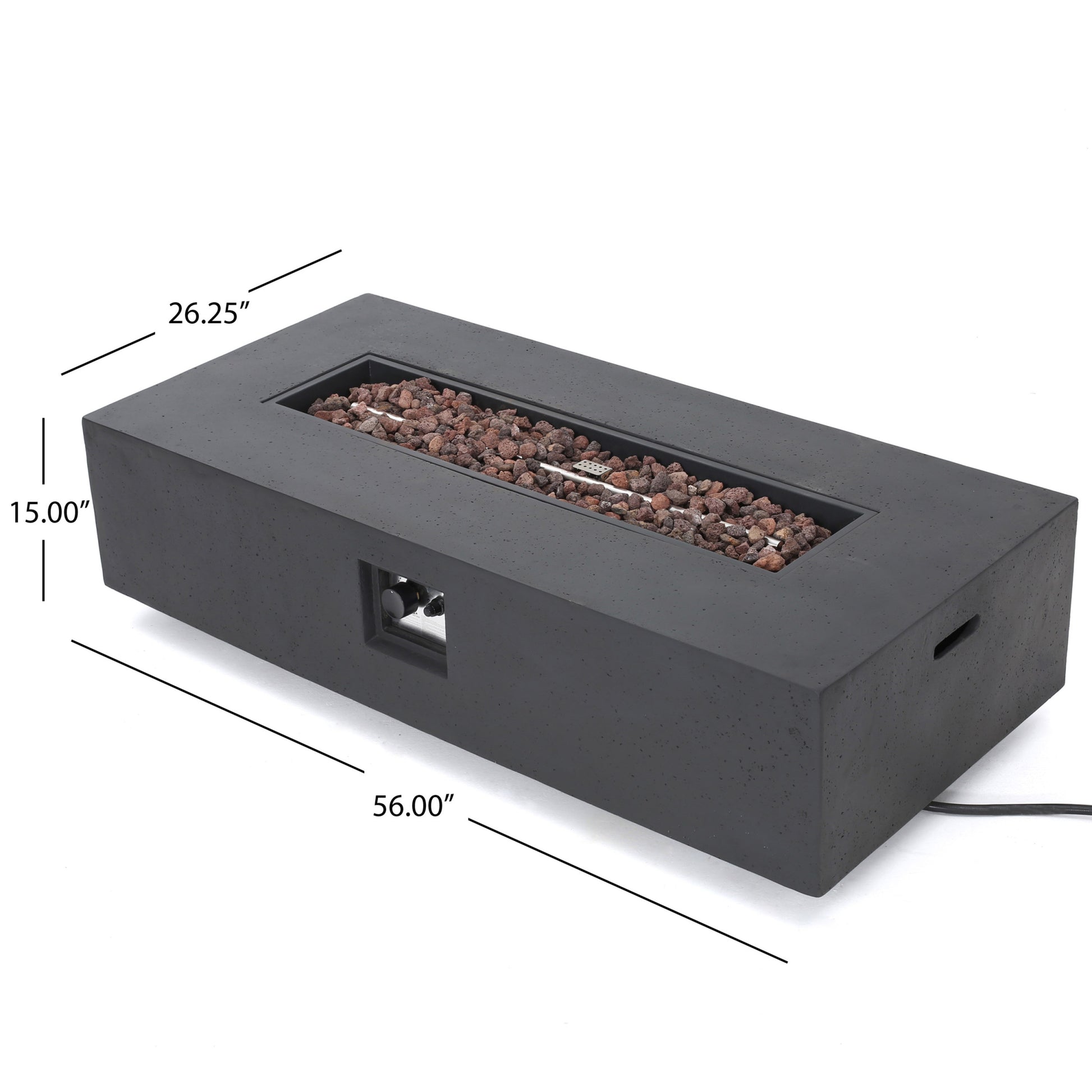 50000 Btu Outdoor Rectangle Mgo Propane Fire Pit Table With Tank Holder Dark Gray Dark Gray Magnesium Oxide