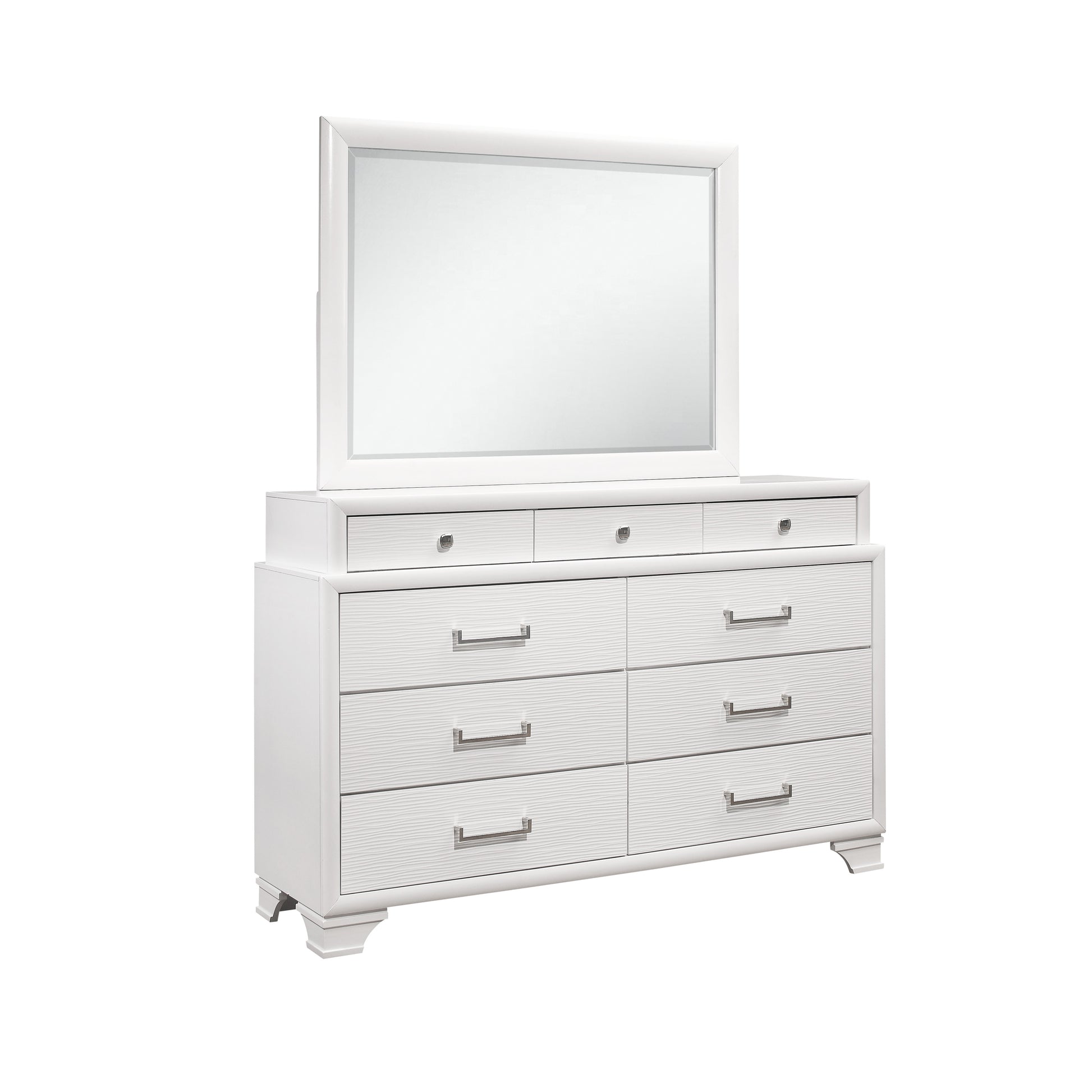 Civic White Mirror White Solid Wood Mdf