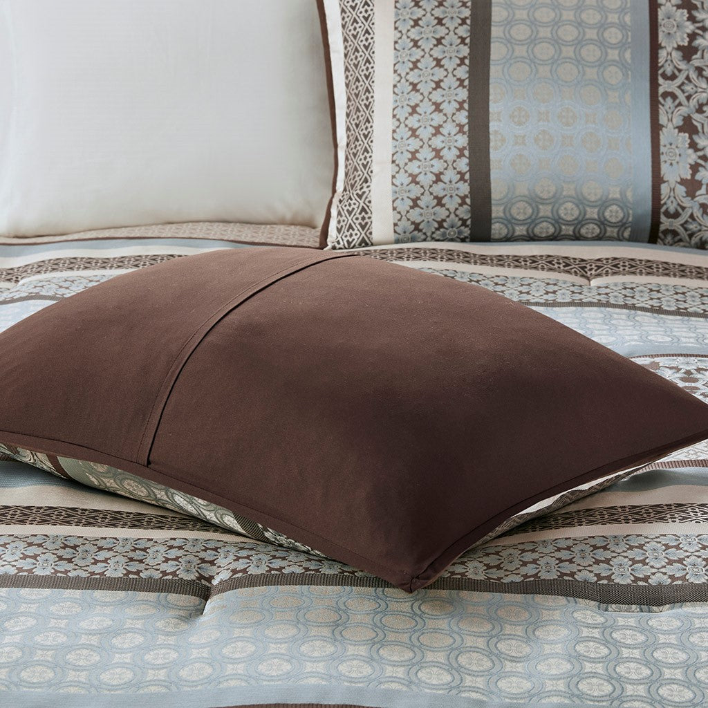 7 Piece Comforter Set Blue Queen Queen Blue Polyester