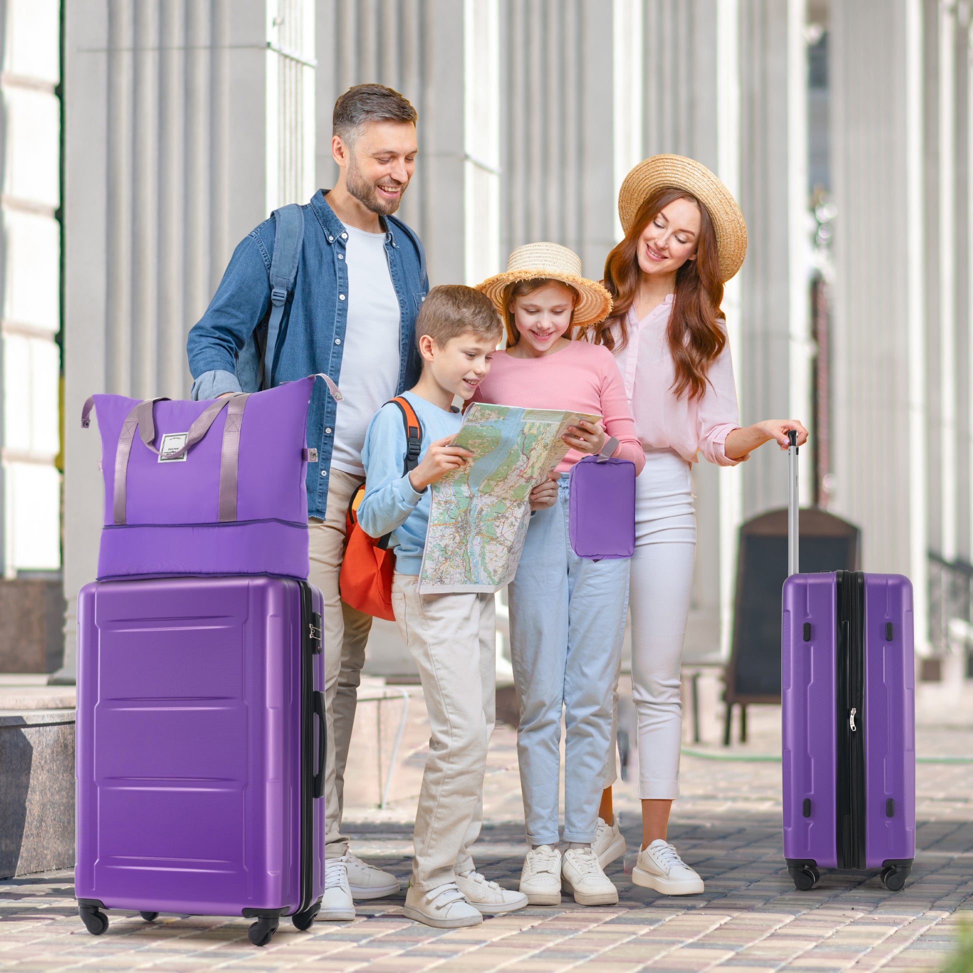 2 Piece Luggage Set With Bags Expanable Spinner Wheels Abs Lightweight Suitcase With Tsa Lock 20Inch 24Inch Purple Abs