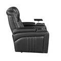 Pu Leather Power Recliner Home Theater Recliner With Power Adjustable Headrest, Wireless Charging Device, Usb Port, Storage Arms, Cup Holder And Swivel Tray Table For Living Room, Black Black Foam Pu Leather