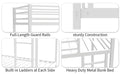 Metal Twin Over Twin Bunk Bed Heavy Duty Sturdy Metal Noise Reduced Safety Guardrail No Box Spring Needed,White Twin White Metal Metal