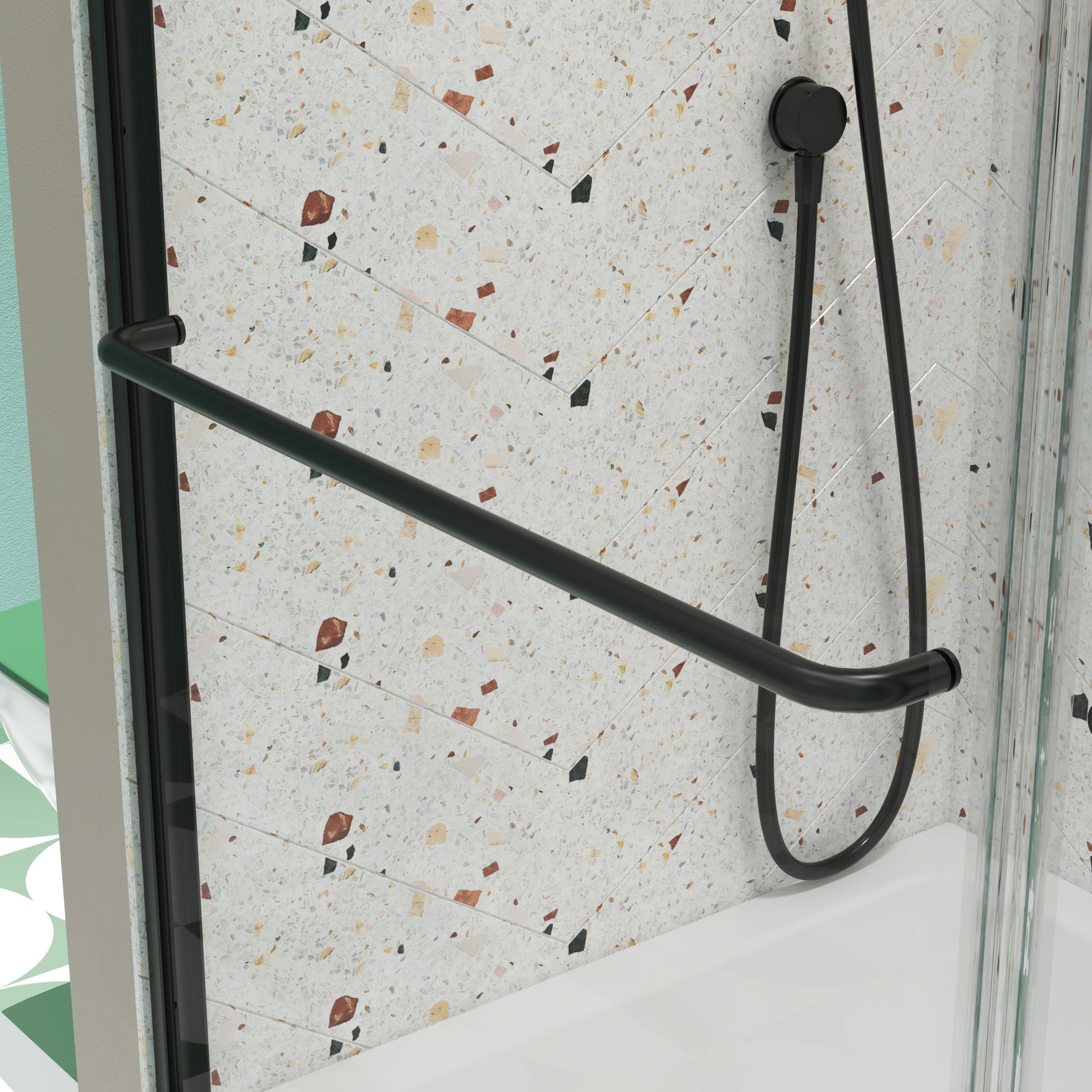 Bypass Shower Door, Sliding Door, With 1 4" Tempered Glass And Matted Black Finish Matte Black Bathroom Aluminium Alloy