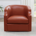 Emmett Caramel Top Grain Leather Swivel Glider Barrel Chair Caramel Foam Leather