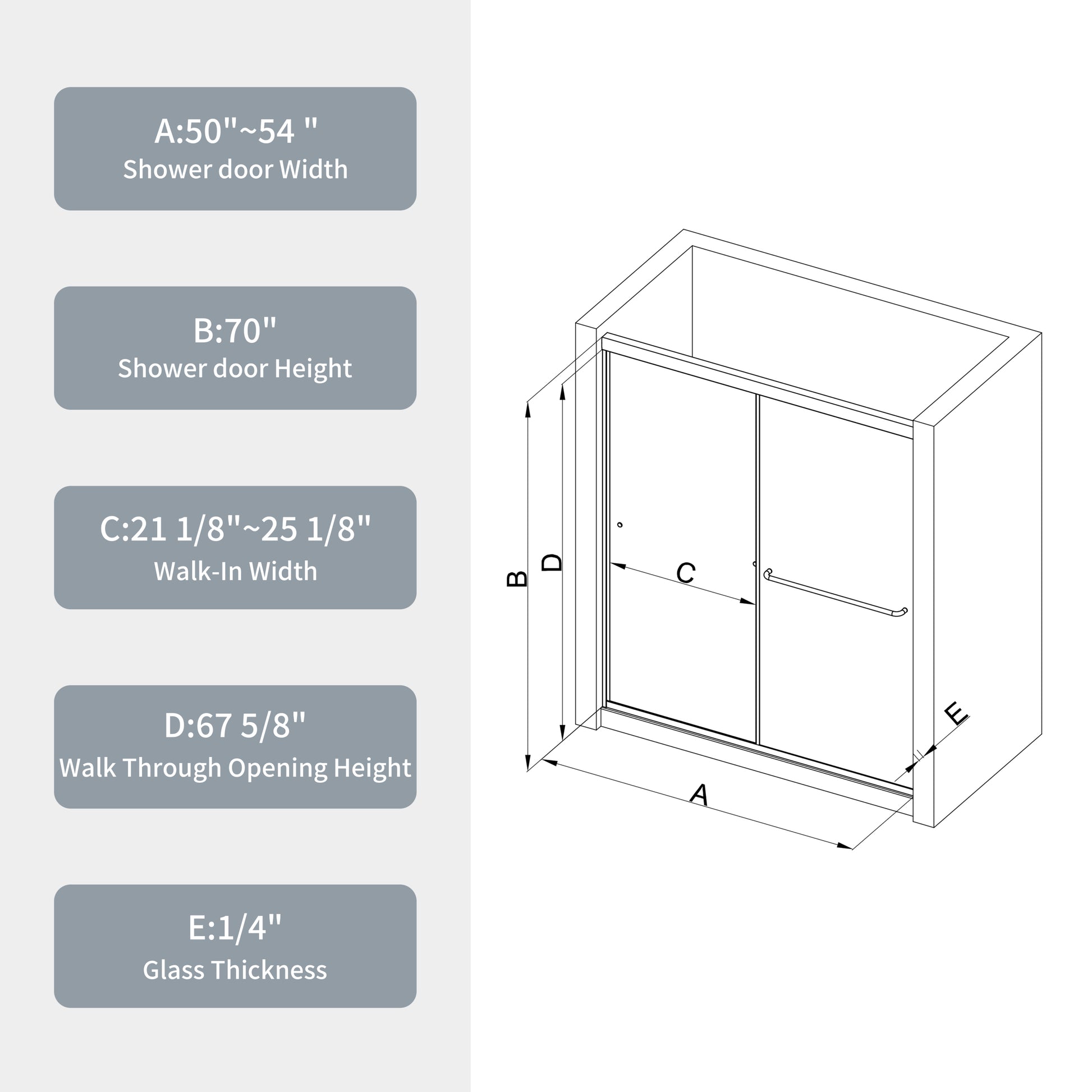 Bypass Shower Door, Sliding Door, With 1 4" Tempered Glass And Chromed Finish Chrome Bathroom Aluminium Alloy