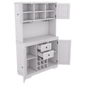 Coffee Bar Cabinet Kitchen Cabinet With Storage, Farmhouse Wine Cabinet With Drawers Shelves And Cabinets, Buffet Cabinet Wine & Glass Racks For Dining Room, White Off White Particle Board Mdf