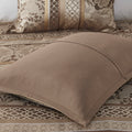 7 Piece Jacquard Comforter Set Brown Gold Cal King California King Brown Gold Polyester