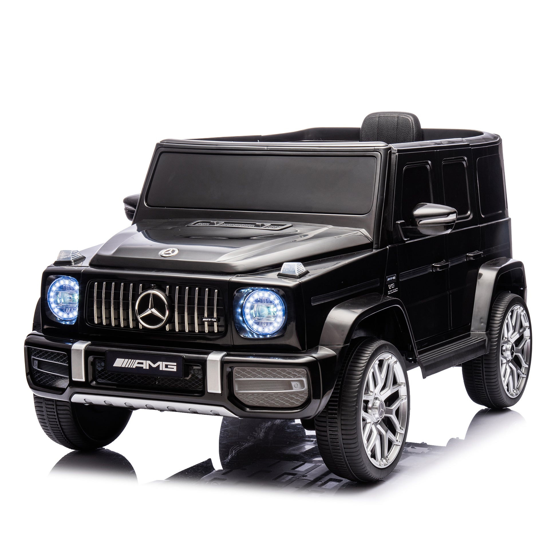 Licensed Mercedes Benz G63 Kids Ride On Car, 12V Electric Vehicle With Remote Control, Double Open Doors, Music, Bluetooth, Wheels Suspension, Battery Powered For Children Boy Girl Black Black Polyethylene