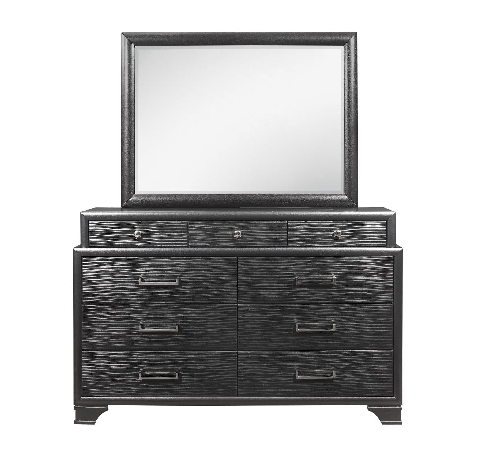 Civic Grey Mirror Gray Solid Wood Mdf