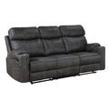 Hirah Motion Sofa, Dark Gray Polish Microfiber Lv02570 Dark Gray Upholstered 3 Seat