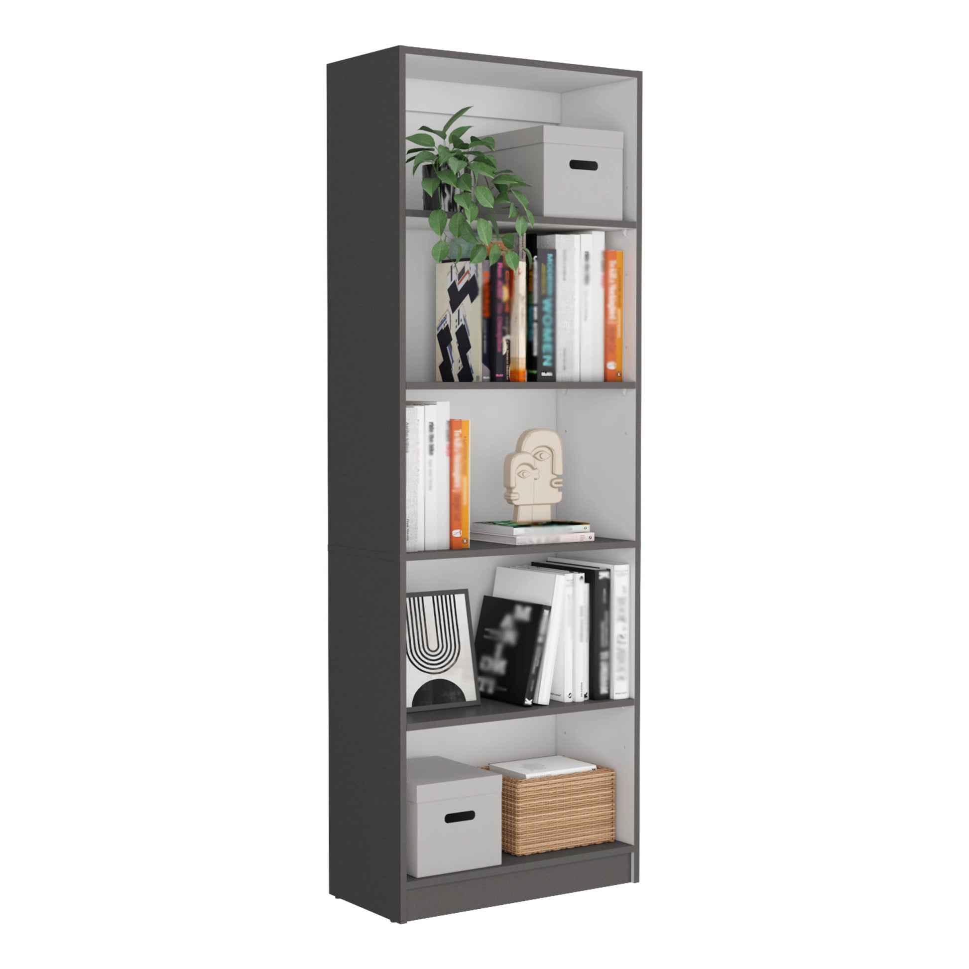 Aynor 3 Piece Home Bookcase Set, 74" Wide With 12 Shelves And 2 Door Cabinetliving Room Set Matt Gray White Freestanding 5 Or More Shelves Matte Dark Gray White,Multicolor Gray Office Modern Particle Board